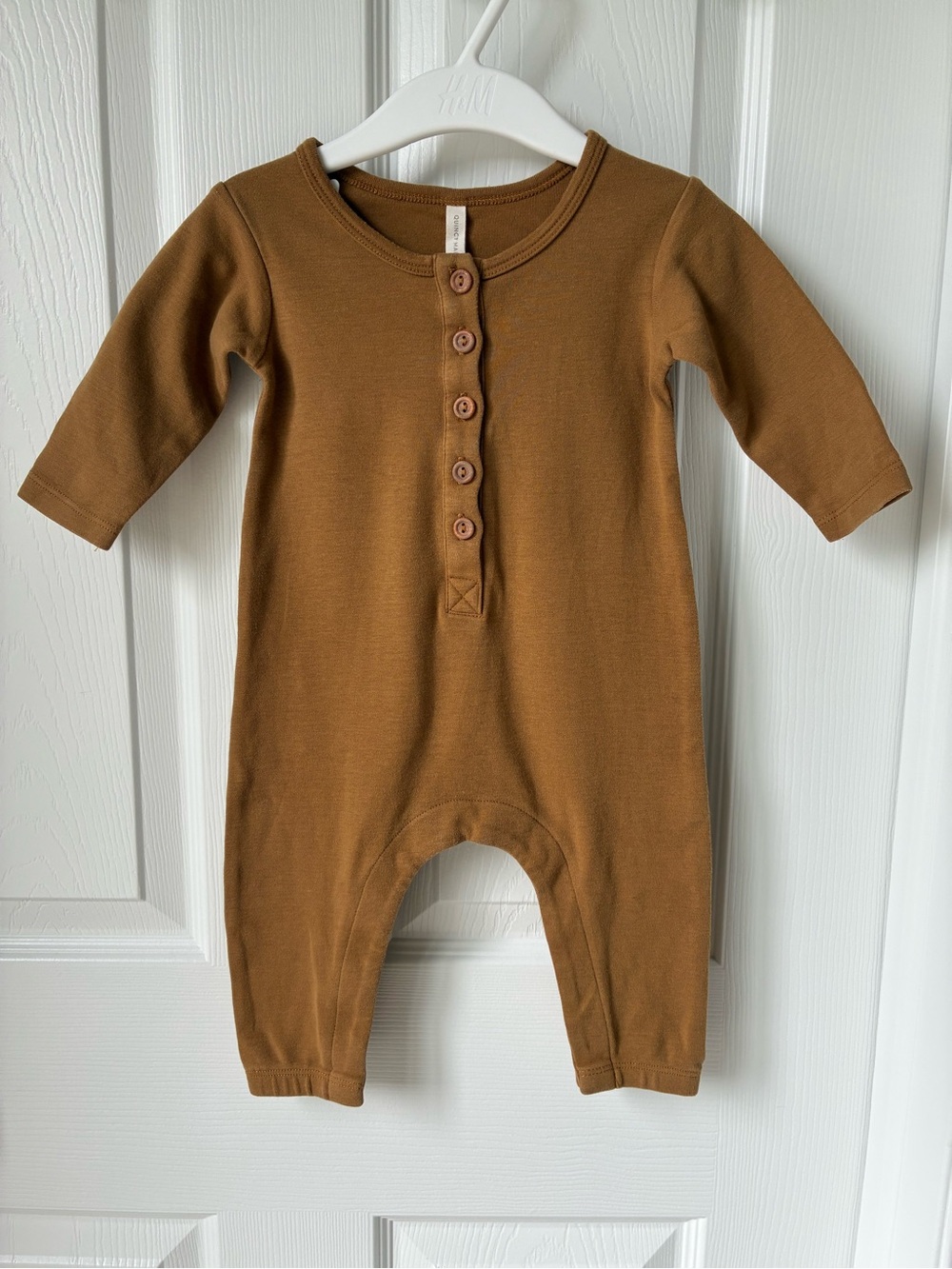 Quincy Mae Brown Button-Front Jumpsuit